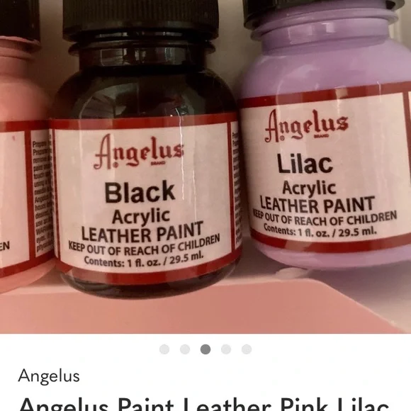 ANGELUS Acrylic Leather Paint Set — White, Petal Pink, Lilac, Black, Champagne - Picture 3 of 5